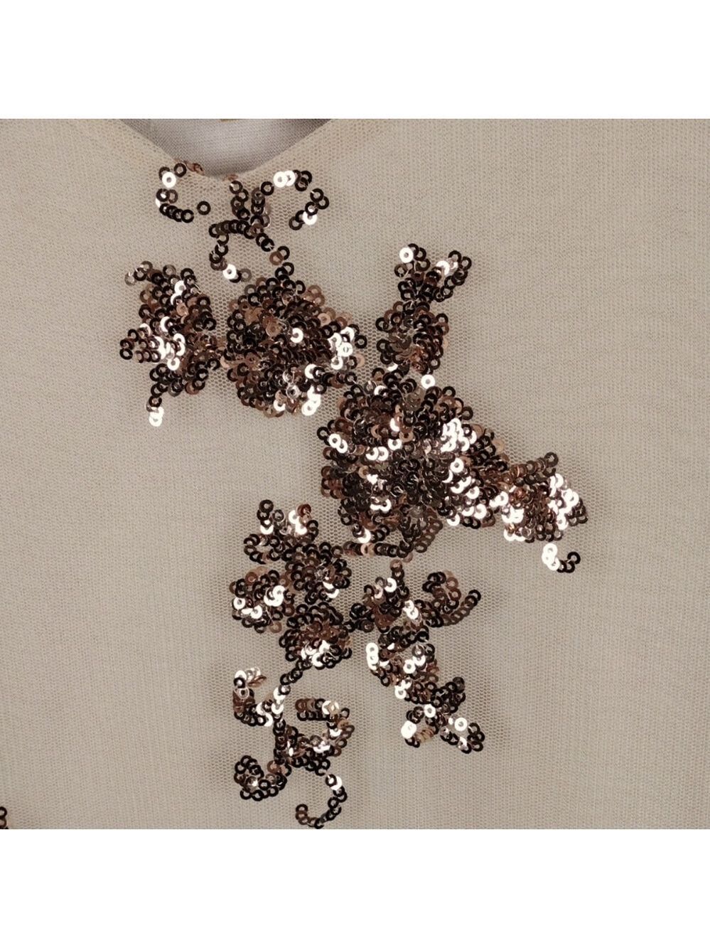 About A Girl Cream Tan Tulle Metallic Sequin Overlay Spaghetti Strap Tank Top - Picture 4 of 16